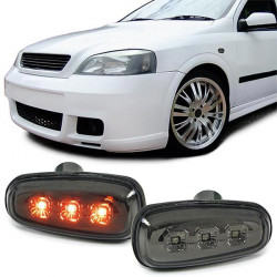 RACES LED bočné smerovky pre Opel Astra G 97-04 Zafira A 99-05, čierno-dymová, číra