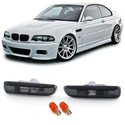 RACES bočné smerovky pre BMW 3ER E46 98-03, čierno-dymová, číra