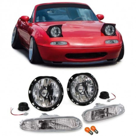Osvetlenie RACES predné svetlá pre Mazda MX5 NA 90-98, číra, chróm | race-shop.sk