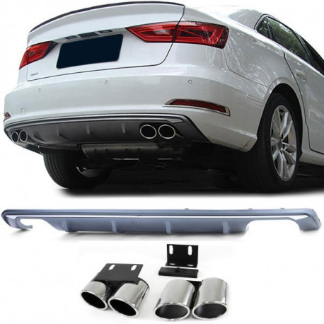 Body kit a vizuálne doplnky Sport Zadný difúzor s koncovkami výfuku 4 koncovky nerezové pre Audi A3 8V 13-16 | race-shop.sk