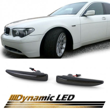 Osvetlenie RACES LED bočné smerovky (SEQ) pre BMW 7 Series E65 E66 E67 01-09, čierno-dymová | race-shop.sk