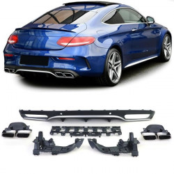 Sport Zadný difúzor s koncovkami výfuku chrom pre Mercedes C C205 Coupe 15-18