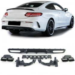 Sport Zadný difúzor s koncovkami výfuku čierna pre Mercedes C C205 Coupe 15-18