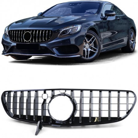 Body kit a vizuálne doplnky Maska chladiča chrom čierna lesklá pre Mercedes S Coupe 217 cabrio A217 14-17 | race-shop.sk