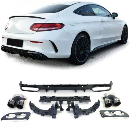 Body kit a vizuálne doplnky Zadný difúzor s koncovkami výfuku čierna pre Mercedes C205 Coupe ab18 | race-shop.sk