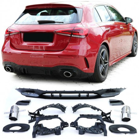 Body kit a vizuálne doplnky RACES zadný difúzor (Sport Type 2) pre Mercedes A Class W177 from 19, chróm | race-shop.sk