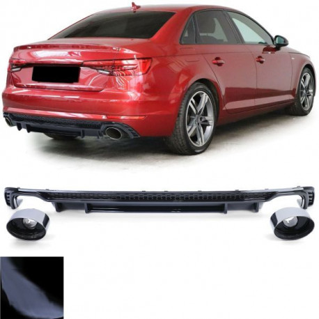 Body kit a vizuálne doplnky Zadný difúzor s koncovkami lesklý čierny pre Audi A4 B9 8W 15-19 | race-shop.sk