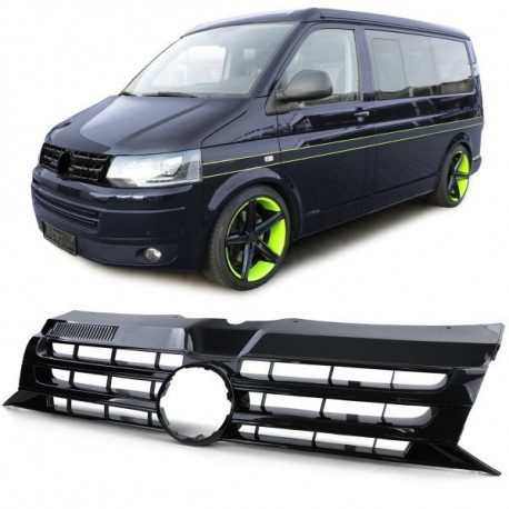 Body kit a vizuálne doplnky Čierna lesklá mriežka chladiča sport so znakom pre VW Bus T5 Facelift 09-15 | race-shop.sk