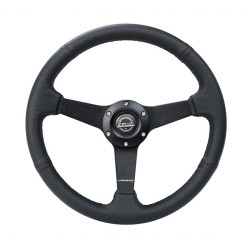 3 ramenný športový volant NRG, 350mm, koža, 38mm odsadenie, čierna