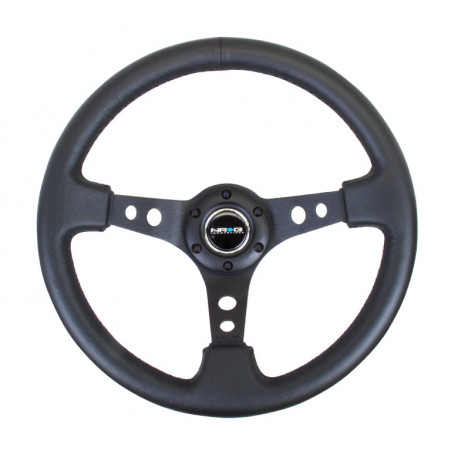 Volanty 3 ramenný športový volant NRG, 350mm, koža, dierované ramená, 75mm odsadenie, čierna | race-shop.sk
