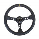 Volanty NRG 3-ramenný zosilnený kožený volant s otvormi, (350mm), čierna/žltá | race-shop.sk