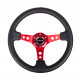 Volanty NRG 3-ramenný zosilnený kožený volant s otvormi, (350mm), čierna/červená | race-shop.sk