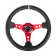 Volanty 3 ramenný športový volant NRG, 350mm, koža, 75mm odsadenie, čierna/červená/žltá | race-shop.sk