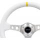 Volanty NRG 3-ramenný zosilnený kožený volant s otvormi, (350mm), biela/strieborná/žltá | race-shop.sk