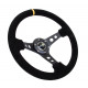 Volanty 3 ramenný športový volant NRG, 350mm, semiš, dierované ramená, 75mm odsadenie, čierna/žltá | race-shop.sk