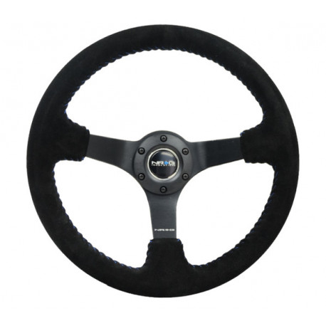 Volanty 3 ramenný športový volant NRG, 350mm, semiš, 75mm odsadenie, čierna/modrá | race-shop.sk