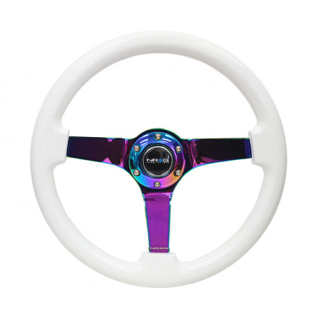 Volanty NRG 3-ramenný športový volant (350mm) - Biela/neochrom | race-shop.sk