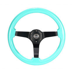 3 ramenný športový volant NRG Minty, 350mm, drevo, 75mm odsadenie, hnedá/čierna