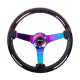 Volanty 3 ramenný športový volant NRG, 350mm, drevo, galaxy efekt, 75mm odsadenie, čierna/neon/hnedá | race-shop.sk