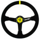 Akcie 3 ramenný športový volant RACES Giallo Clarus, 350mm, semiš, 90mm odsadenie, čierna/žltá | race-shop.sk