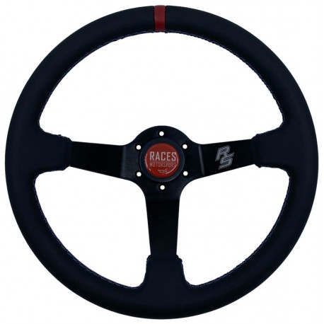 Volanty 3 ramenný športový volant RACES Hellrot, 350mm, ekokoža, 90mm odsadenie, čierna/červená | race-shop.sk