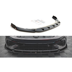 MAXTON DESIGN predný splitter + klapky pre Volkswagen Golf R Mk8, lesklá čierna, V2