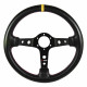 Volanty 3 ramenný športový volant RRS Carbon 90, 350mm, karbón, hrúbka 37/29mm, 90mm odsadenie, karbón/čierna/žltá | race-shop.sk