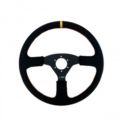 3 ramenný športový volant RRS Off Road, 380mm, koža, bez odsadenia, čierna/žltá