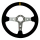 Volanty 3 ramenný športový volant RRS Corsa, 350mm, semiš, 90mm odsadenie, čierna/strieborná/žltá | race-shop.sk