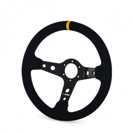 Volanty 3 ramenný športový volant RRS Carbon, 350mm, semiš, bez odsadenia, čierna/karbón/žltá | race-shop.sk