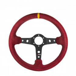 3 ramenný športový volant RRS Corsa 90, 350mm, semiš, 90mm odsadenie, červená/sivá/žltá