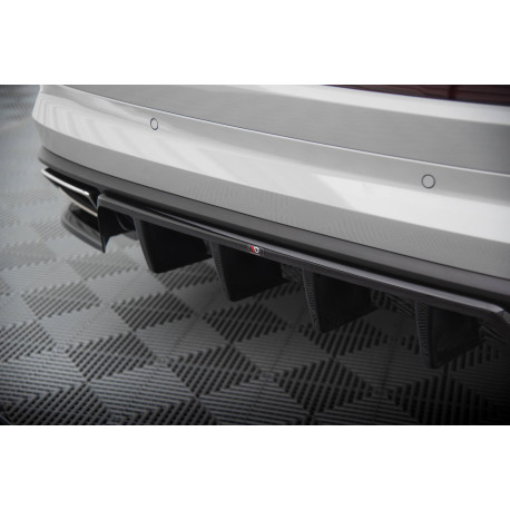 Body kit a vizuálne doplnky MAXTON DESIGN centrálny zadný splitter pre Skoda Kodiaq RS Mk1 Facelift (so zvislými lištami), lesklá čierna | race-shop.sk