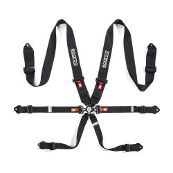 FIA 6 bodové športové bezpečnostné pásy SPARCO COMPETITION H-3 STEEL 3" (76mm), čierna