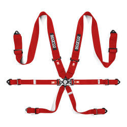 FIA 6 bodové športové bezpečnostné pásy SPARCO COMPETITION H-3 STEEL 3" (76mm), červená