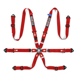 FIA 6 bodové športové bezpečnostné pásy SPARCO COMPETITION H-2 PU 2" (50mm), červená