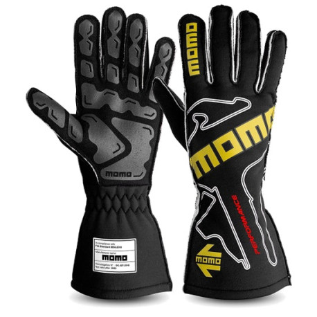 Rukavice FIA pretekárske rukavice MOMO PERFORMANCE (vonkajšie šitie), čierna | race-shop.sk