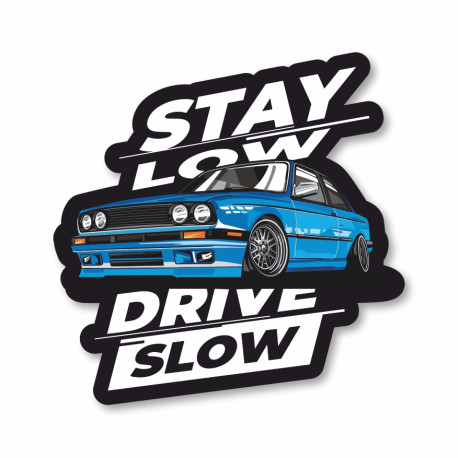 Nálepky Nálepka race-shop Stay Low Drive Slow | race-shop.sk