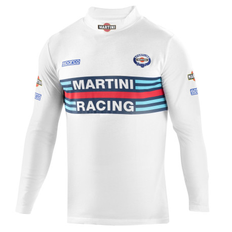 Tričká Sparco Tričko dlhý rukáv MARTINI RACING vysoký golier - biela | race-shop.sk