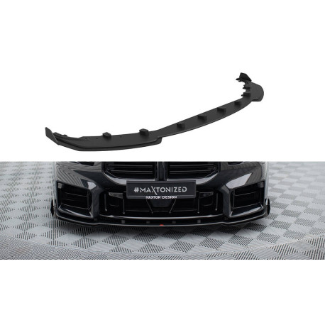 Body kit a vizuálne doplnky MAXTON DESIGN predný splitter pre BMW M2 G87, čierna + lesklé klapky, V1 | race-shop.sk