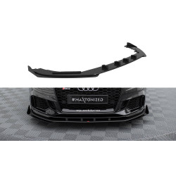 MAXTON DESIGN predný splitter pre Audi RS3 Sedan 8V Facelift, čierna + lesklé klapky, V1