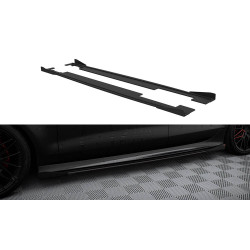 Difúzory bočných prahov Audi A7 S-Line C7 (čierno-červené + lesklé klapky)