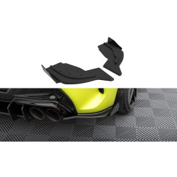 Zadné bočné splittre V2 V2 BMW 1 F40 M-Pack / M135i (čierna + lesklé klapky)