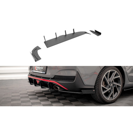 Body kit a vizuálne doplnky Zadné bočné splittre Hyundai I30 Fastback N-Line Mk3 Facelift (čierna + lesklé klapky) | race-shop.sk