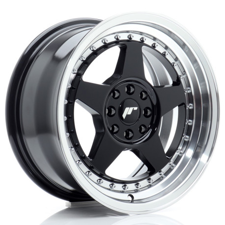 Hliníkové disky Japan Racing JR6 16x8 ET25 4x100/108 Gloss Black w/Machined Lip | race-shop.sk