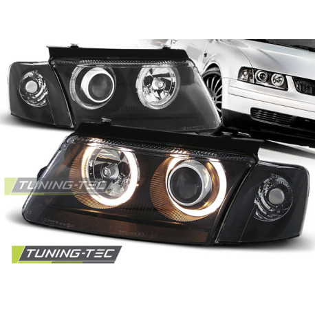 Osvetlenie SVETLOMETY ANGEL EYES ČIERNE pre VW PASSAT B5 3B 11.96-08.00 | race-shop.sk
