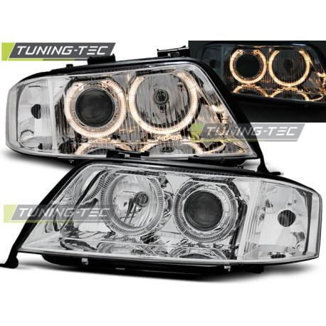 Osvetlenie SVETLOMETY ANGEL EYES CHRÓMOVÉ pre AUDI A6 05.97-09.99 | race-shop.sk