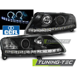 SVETLOMETY ANGEL EYES LED ČIERNE pre AUDI A6 C6 04.04-08