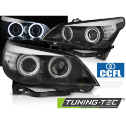 SVETLOMETY ANGEL EYES CCFL ČIERNE LED INDIKÁTOR pre BMW E60/E61 03-07