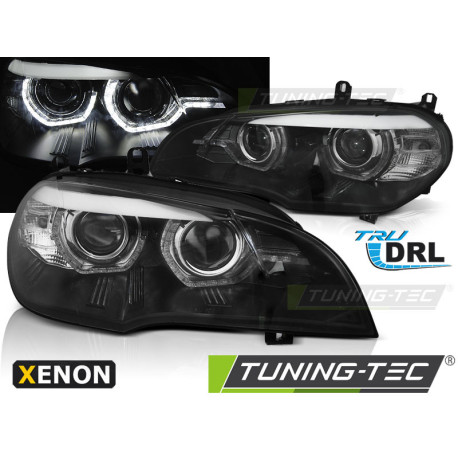 Osvetlenie XENON SVETLOMETY ANGEL EYES LED DRL ČIERNE pre BMW X5 E70 07-10 | race-shop.sk
