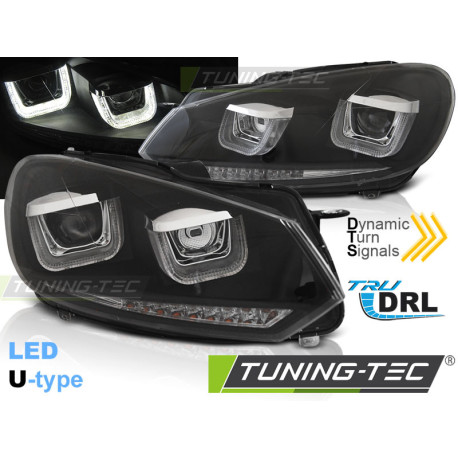 Osvetlenie SVETLOMETY U-LED LIGHT DRL ČIERNE SEQ pre VW GOLF 6 08-12 | race-shop.sk